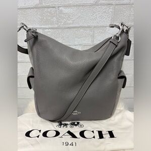 Coach Pennie Heather Gray Suede/Leather Hobo Shoulder Bag C1522